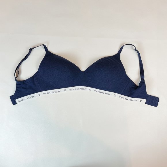 NWOT Victoria's Secret Bra 34DDD T-Shirt Lightly Lined Wireless Blue Logo - Picture 1 of 6